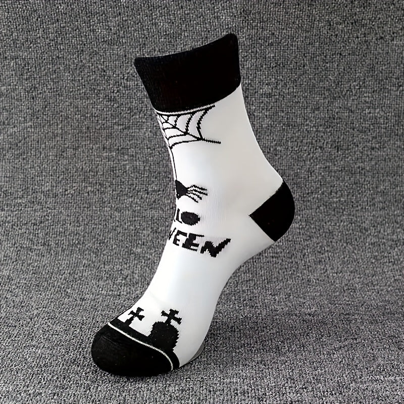 Halloween Pumpkin & Cat Print Socks Women's Stockings