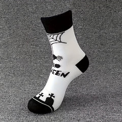Halloween Pumpkin & Cat Print Socks Women's Stockings