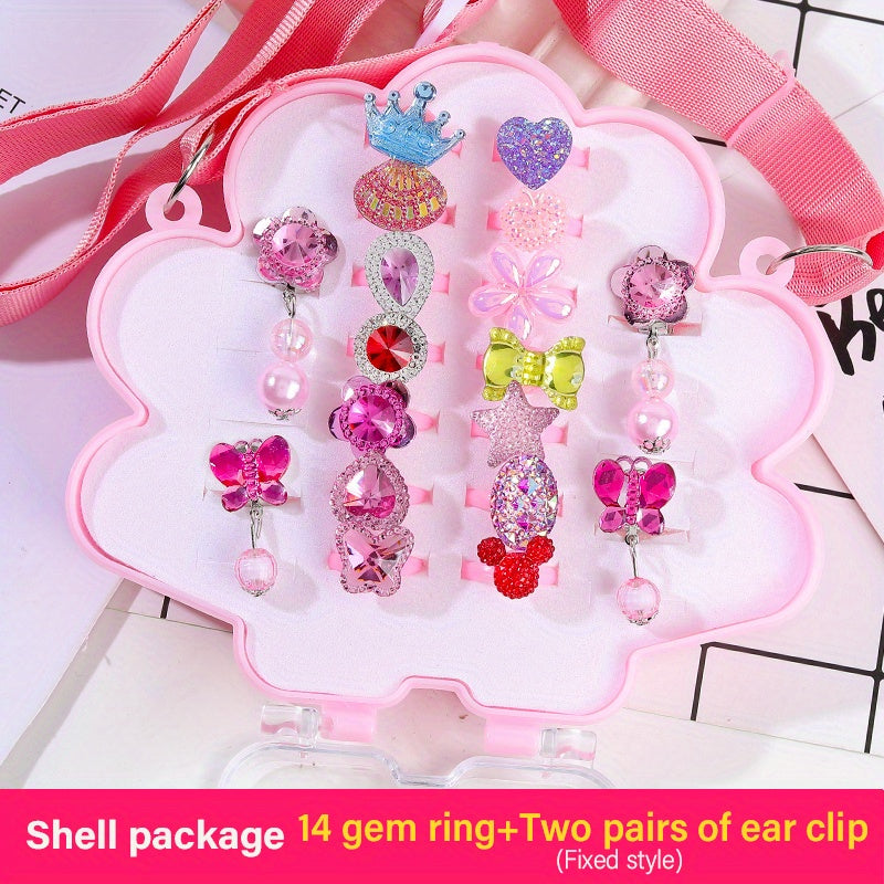Children's Rings Girls Toys Baby Ear Clip Jewelry Box Princess Trinkets