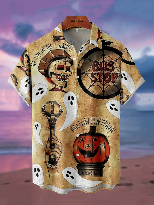 Retro Halloween Pattern Men's Shirt