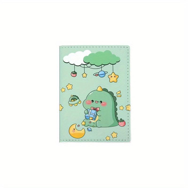 Cartoon Dinosaur Green Passport Protective Cover Waterproof Passport Bag