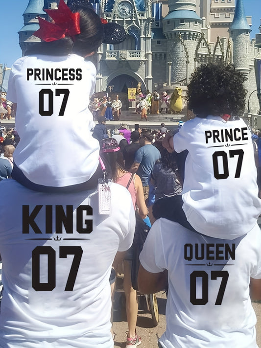 Family Matching Tee Queen King Prince Princess Short Sleeve T Shirts