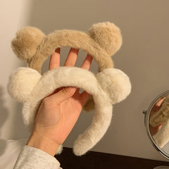 Brown Bear Ears Headband Dress Up Winter Plush Hair Accessories