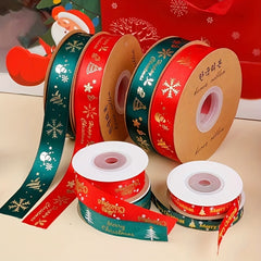 5m Christmas Gift Ribbon Bronzing Diy Decoration Silk Ribbon Flower Art