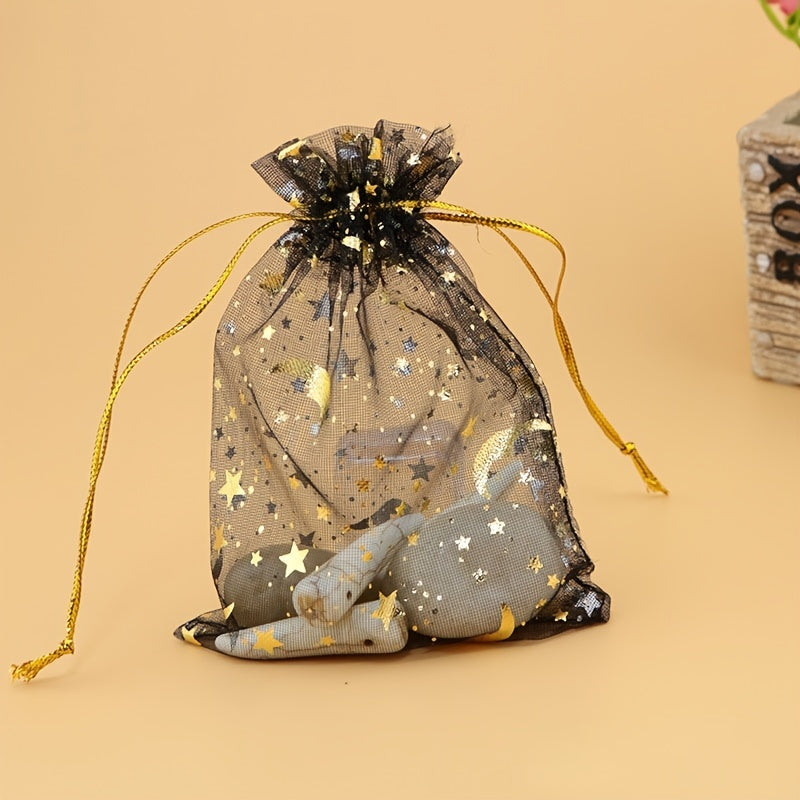 50pcs Bronzing Star Moon Organza Mesh Bag