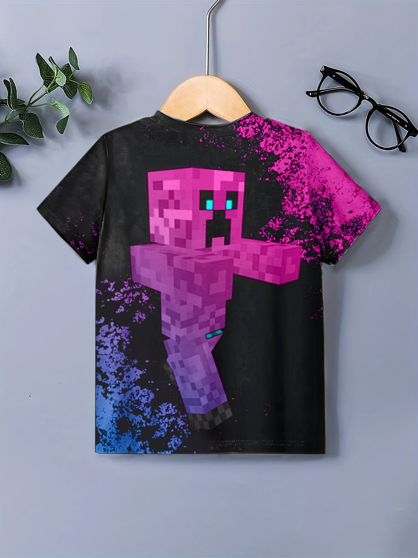 Boy's Monster Block Graphic T Shirt Casual Breathable Novel Tee