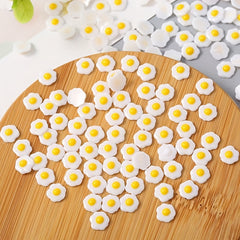 10pcs Poached Egg Resin Charms Hairpin Hair Ring Mobile Phone Decoration