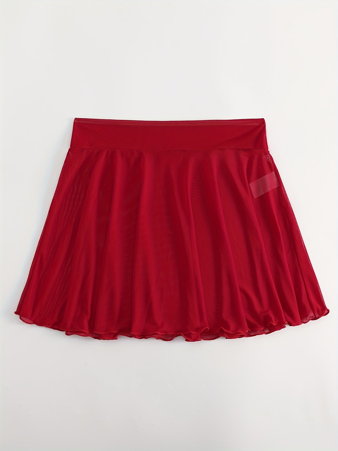 High Stretch Mesh Cover Up Skirt Solid Semi Sheer Beachwear Women's S
