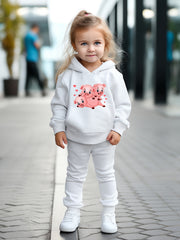 2pcs Cartoon Piggy Print Hoodies Pants Set For Kids Spring Fall Sports