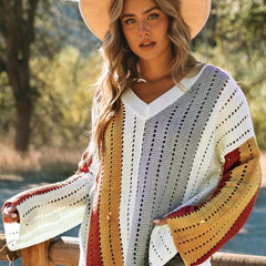  Colorful Striped V Neck Pullover Jumper