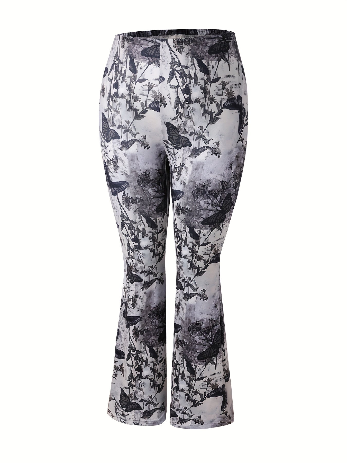 Women's Plus Butterfly Print Stretch Flare Leg Pants