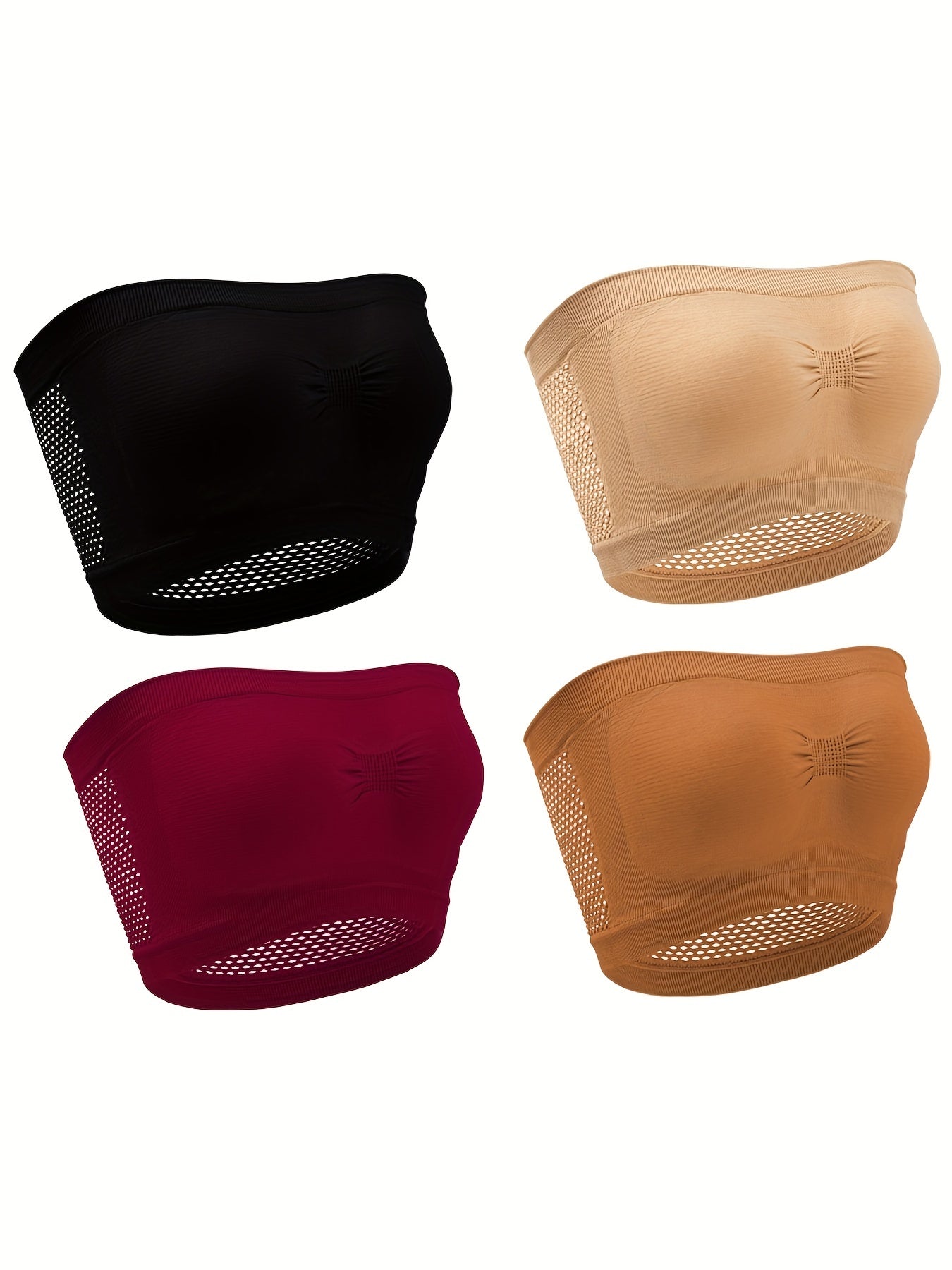 4 Pack Plus Size Tube Bra Set Breathable Seamless Anti-Slip Invisible 4pcs