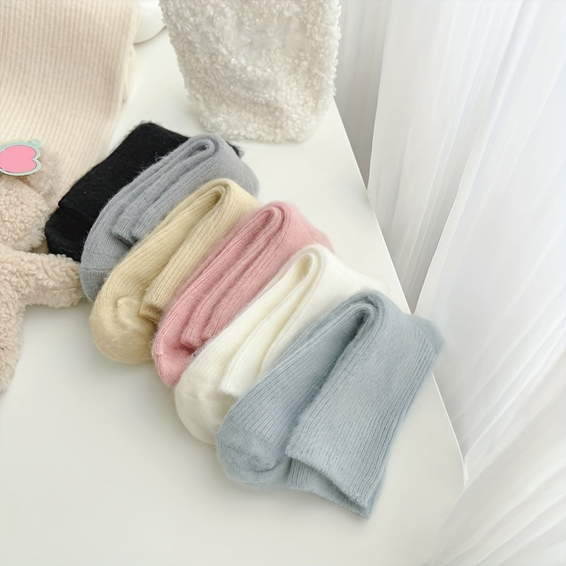 6 Pairs Fuzzy Socks Cozy & Warm Women's Mid Tube Stockings