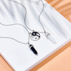 2pcs Taichi Crystal Necklace Hexagonal Chakra Pendants Set