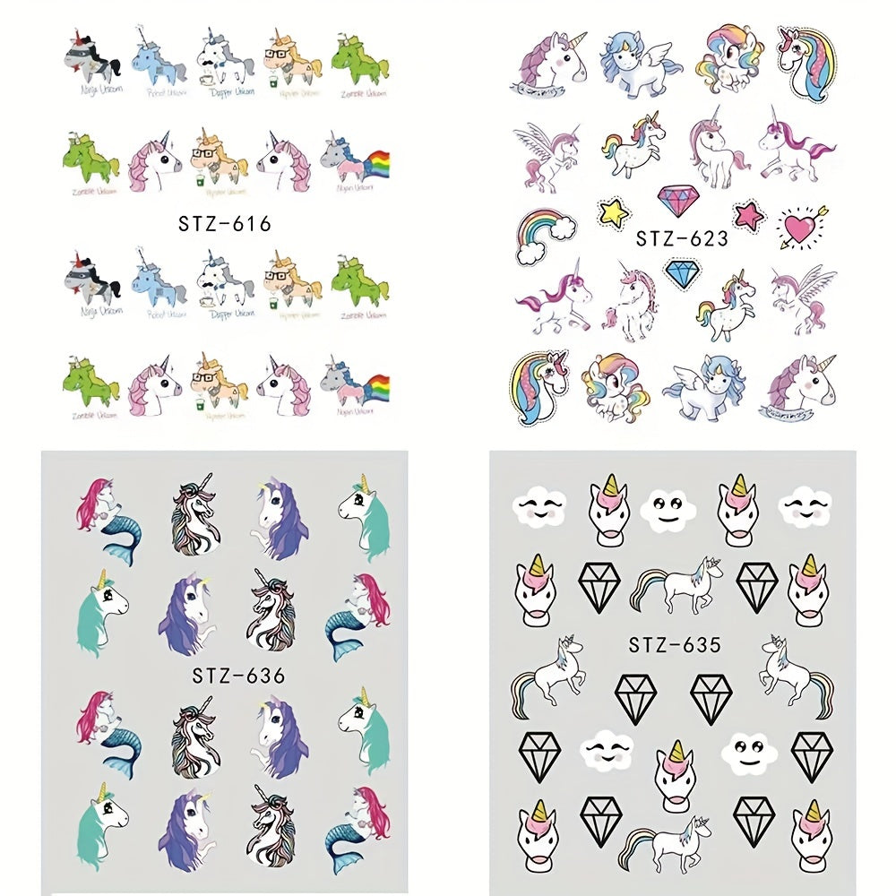 Unicorn & Mermaid Nail Art Stickers Water Print for Magical Manicure