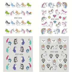 Unicorn & Mermaid Nail Art Stickers Water Print for Magical Manicure