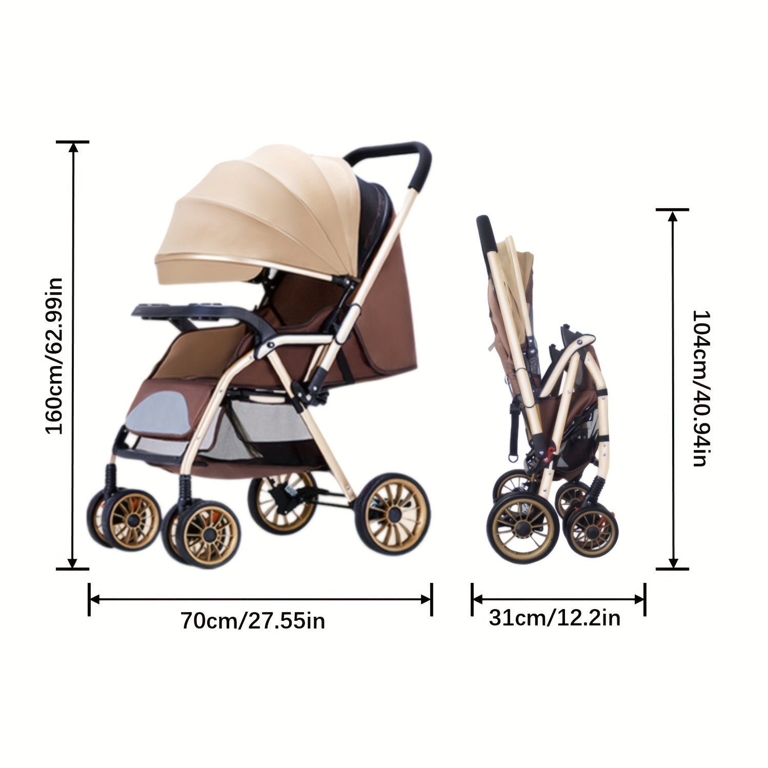 Lightweight Baby Stroller Portable Stroller One Step Fold Self Standing Fold