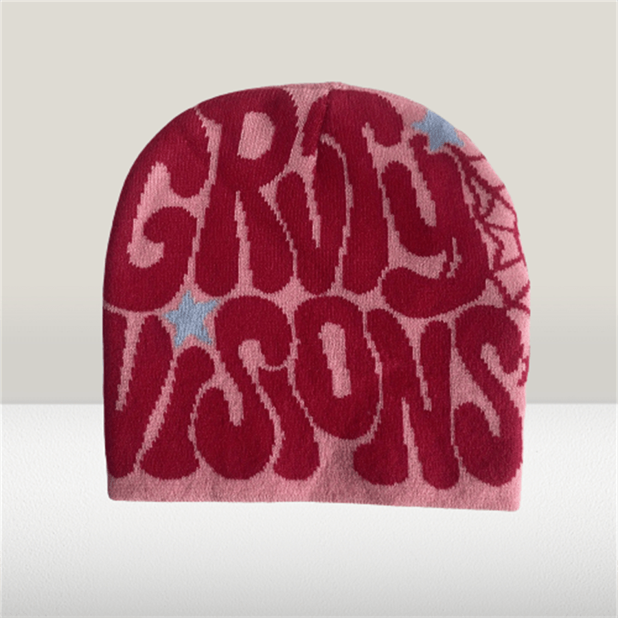 Y2K Reversible Beanie Spider Web Knit Hat