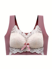 Floral Lace Wireless Bra Comfy & Stretchy Intimates Women's Lingerie