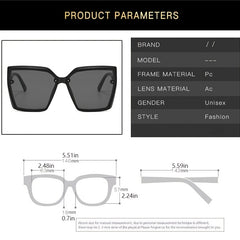 Vintage Oversized Square Sunglasses Women Sun Protection