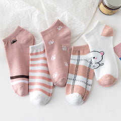 5 Pairs Striped Boat Socks for Men & Women