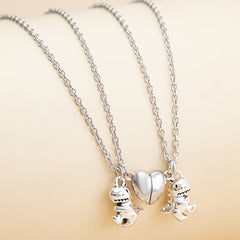 Couple Magnet Heart Dinosaur Pendant Necklaces for Friendship