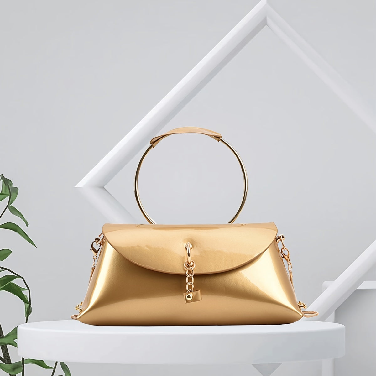 Solid Evening Bag Top Ring Clutch Purse Women's Dinner Banquet Party Hand