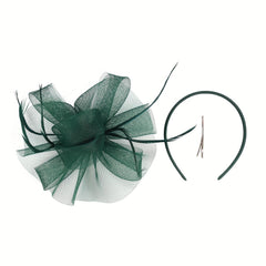 Green Feather Fascinator Headband for Bridal Tea Party