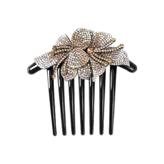 Vintage Crystal Hair Comb Barrettes Rhinestone Flower Clips Ponytail Holder