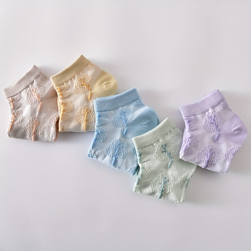 5 Pairs 3D Floral Textured Socks for Women