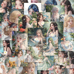 52pcs Watercolor Girl Series PVC Stickers for Crafting