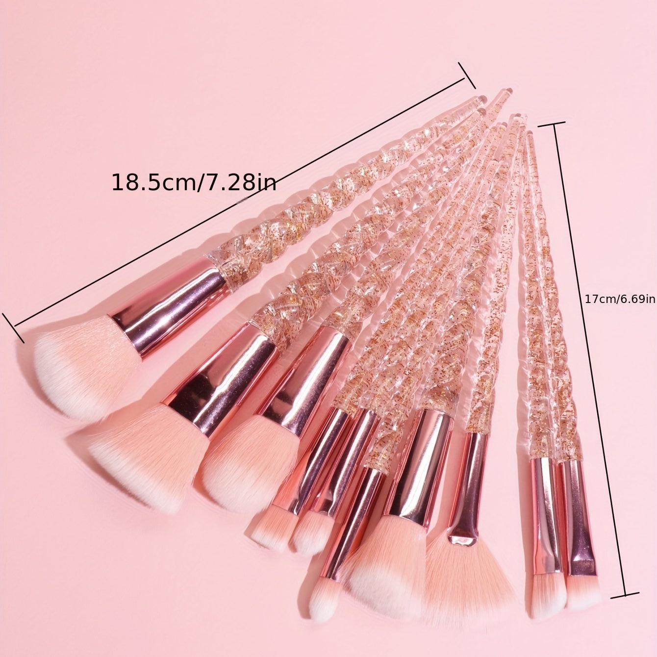 10pcs Pink Makeup Brushes Set Powder Foundation Eyeliner Lip Brush