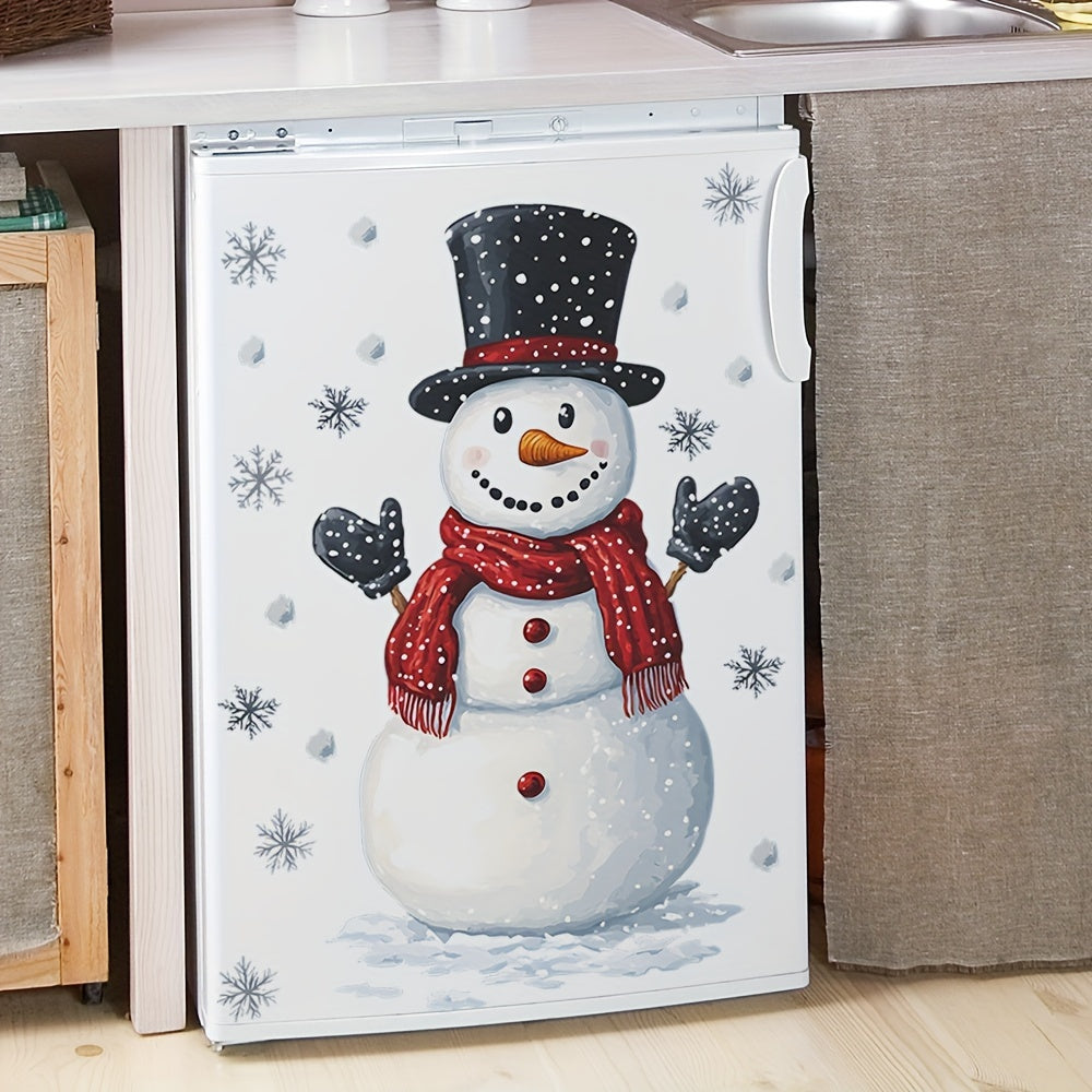 Festive Snowman & Snowflakes Wall Sticker Removable Decal 39.88x59 Holiday Decor