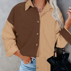  Colorblock Button Up Blouse