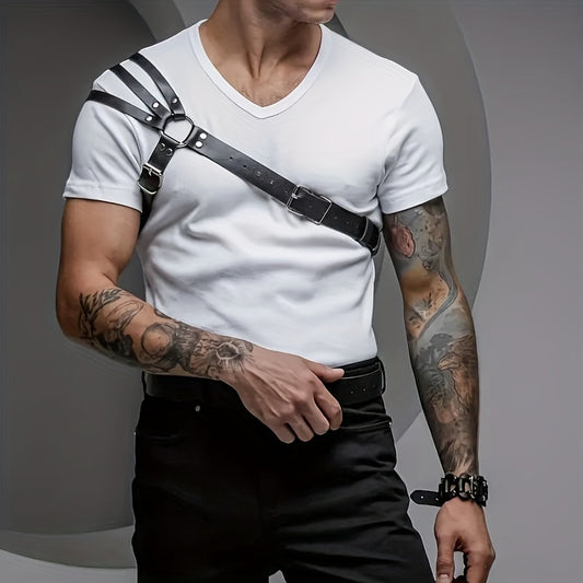 Men's Leather Shoulder Strap PU Leather Suspenders