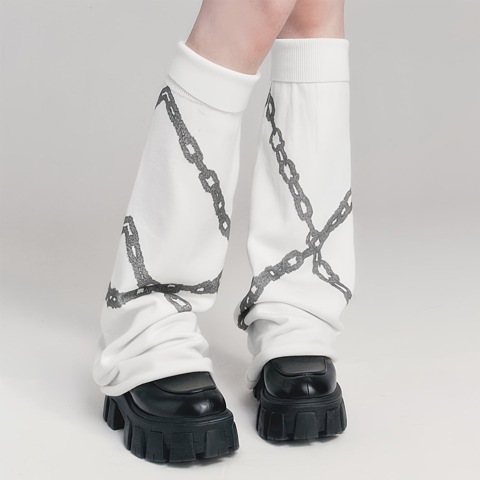 Chain Print Leg Warmers Comfy All Match Socks