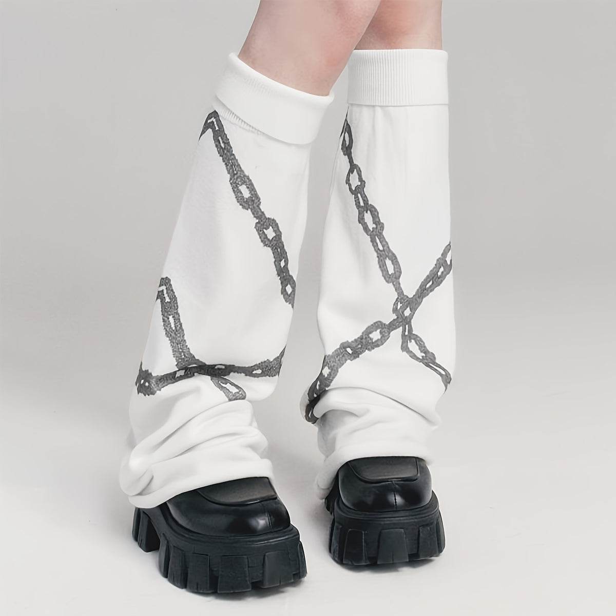 Chain Print Leg Warmers Comfy All Match Socks