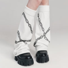 Chain Print Leg Warmers Comfy All Match Socks