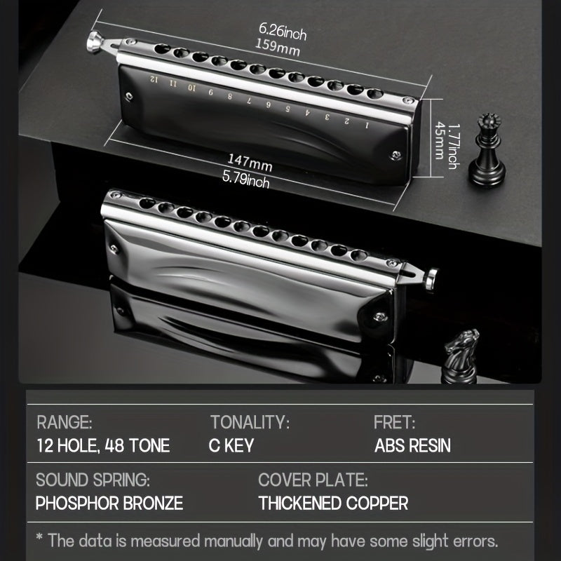 JDR 12 Hole 48 Tone C Chromatic Harmonica Professional Musical Instrument