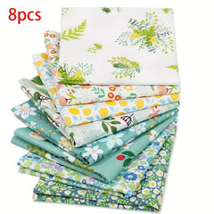 8pcs Cotton Twill Floral Bedding Fabric Spring Summer Print DIY Cloth