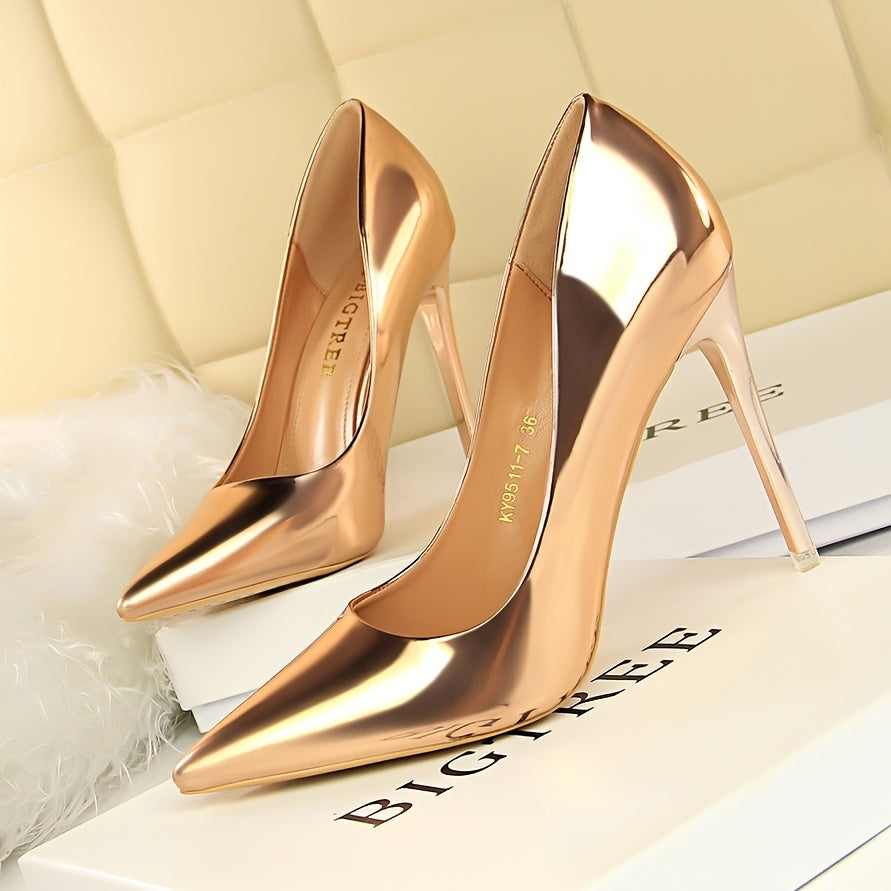 Glitter Stiletto Pumps - Pointed Toe High Heel Shoes