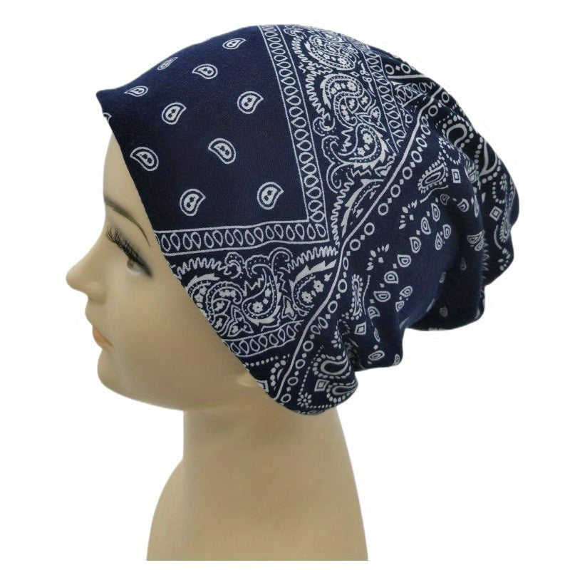 Paisley Print Lightweight Beanie Elastic Skull Hat Women Turban Cap