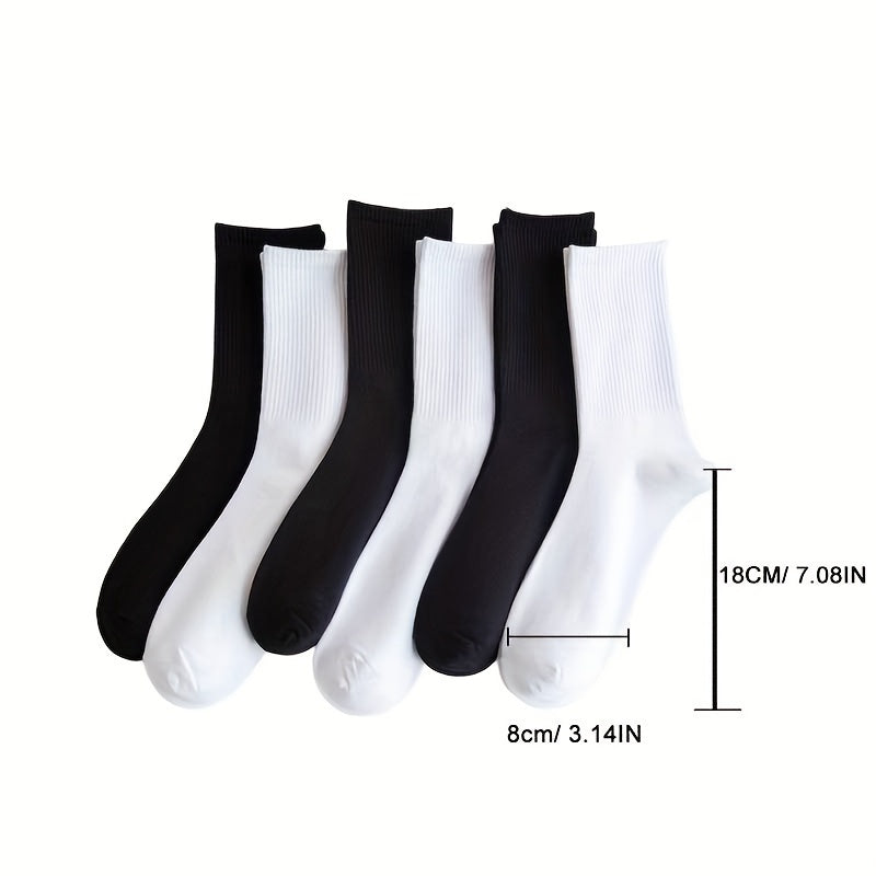 3 Pairs Crew Socks Solid Color All Sports Men Women