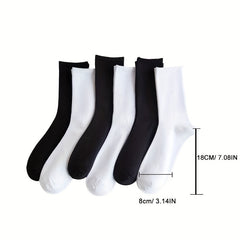 3 Pairs Crew Socks Solid Color All Sports Men Women