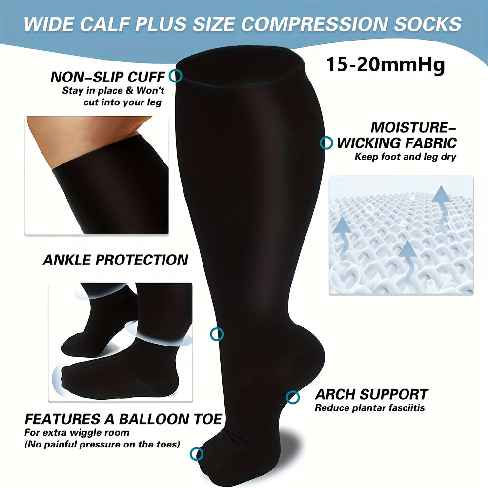 Copper Compression Socks for Women Plus Size - Knee Highs