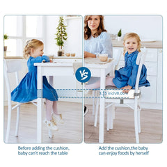 Toddler Booster Seat Dining Table PU Washable Non Slip Double Safe Straps
