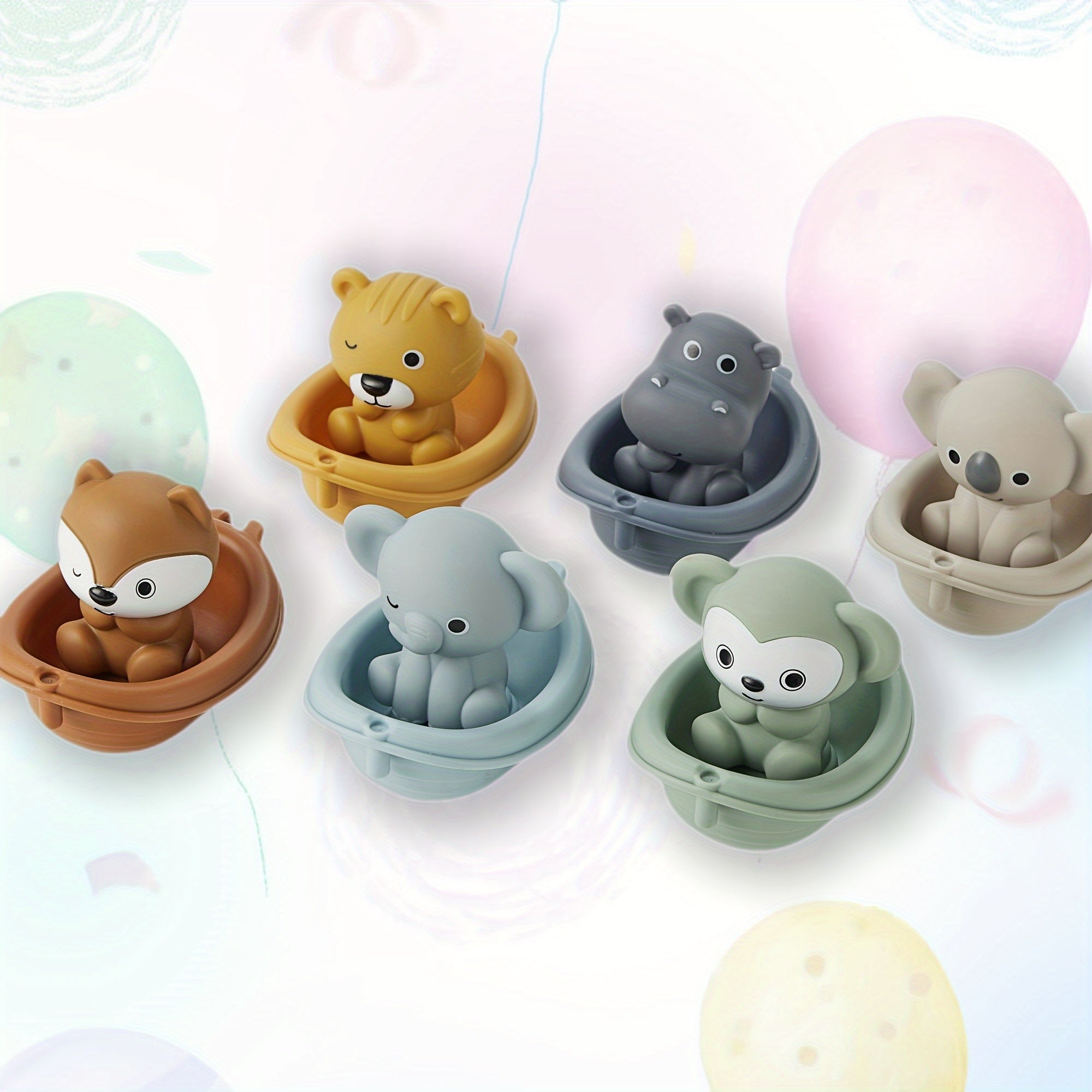 Colorful Floating Animal Bath Toy Set for Bathtub Play