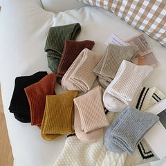 10 Pairs Solid Socks Comfy & Warm Women's Stockings & Hosiery