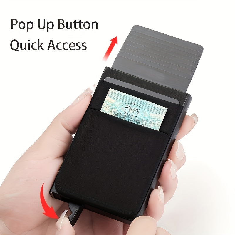 RFID Slim Aluminum Wallet Elasticity Back Pouch ID Credit Card Holder