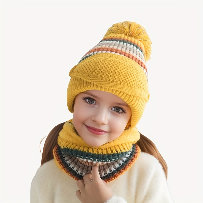 Kids Winter Knitted Hat & Scarf Set, Ages 4-10